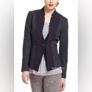 Anthropologie Elevenses Wool Blend Tuxedo Jacket size 4 Single Button Grey